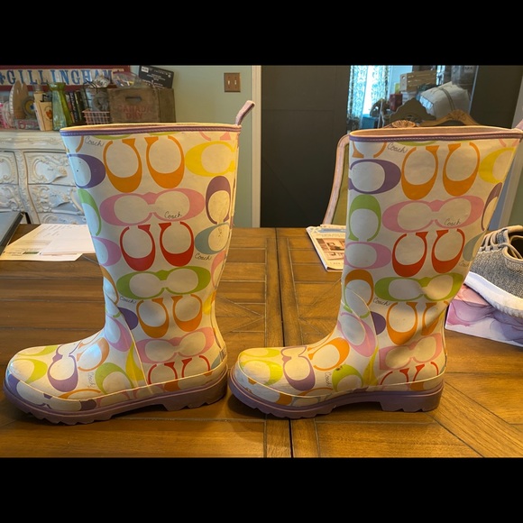 Coach multicolor rainbow rain rubber boots 10 - Picture 9 of 9